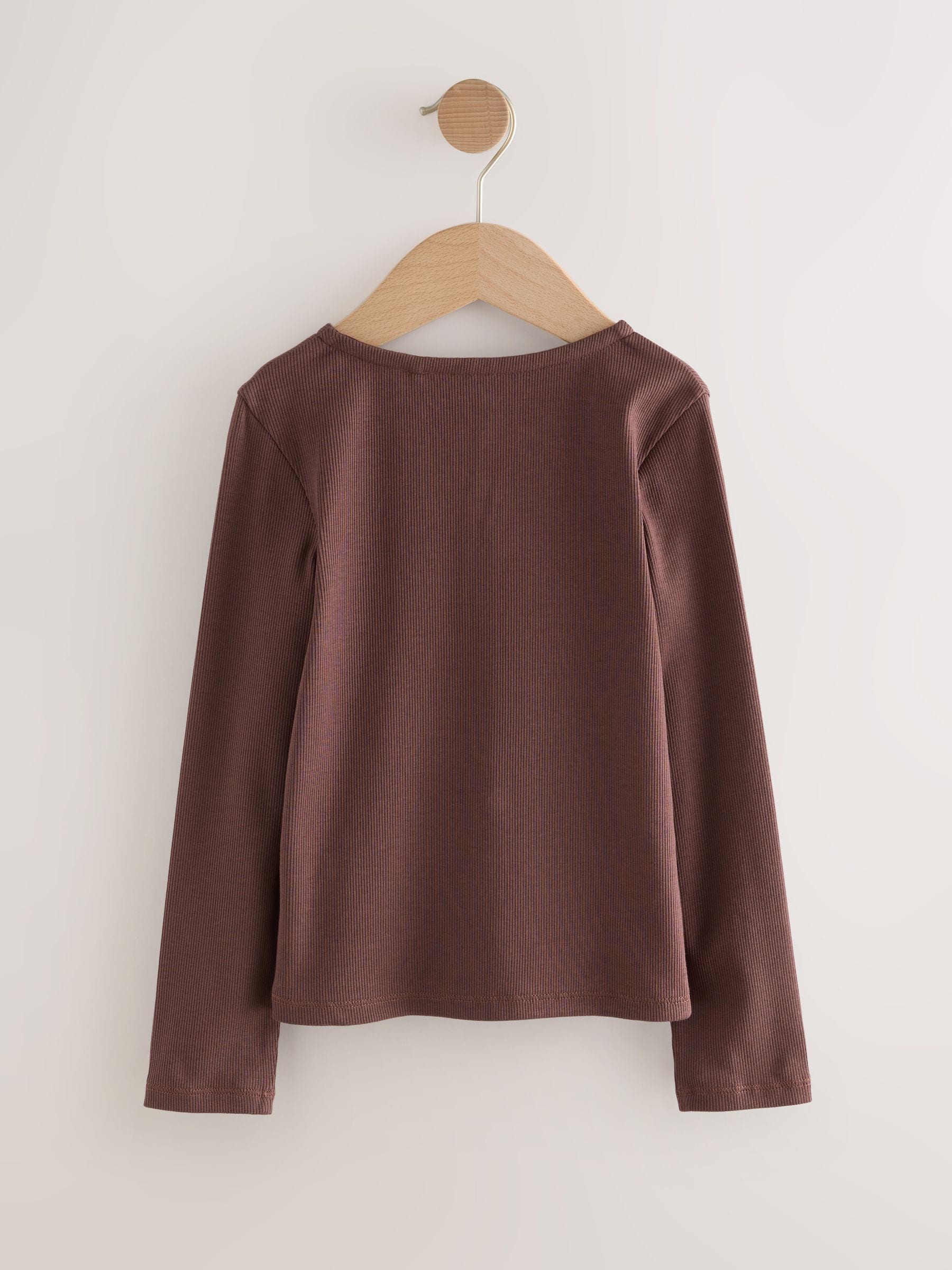 Buy Chocolate Brown Long Sleeve Ribbed Cardigan (3-16yrs) from