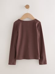 Chocolate Brown Long Sleeve Ribbed Cardigan (3-16yrs) - Image 7 of 9