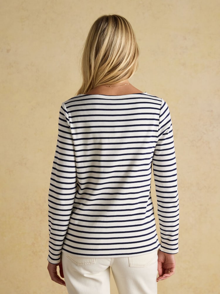 Joules Festive Harbour Jonty Fox Cream/Navy Boat Neck Breton Top - Image 2 of 6 Joules Festive Harbour Jonty Fox Cream/Navy Boat Neck Breton Top - Image 2 of 6