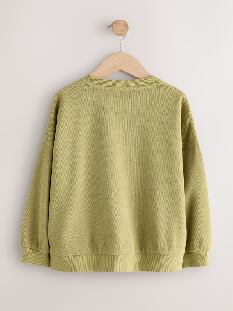 Green Oversized Cosy Rib Sweatshirt (3-16yrs) - Image 2 of 4