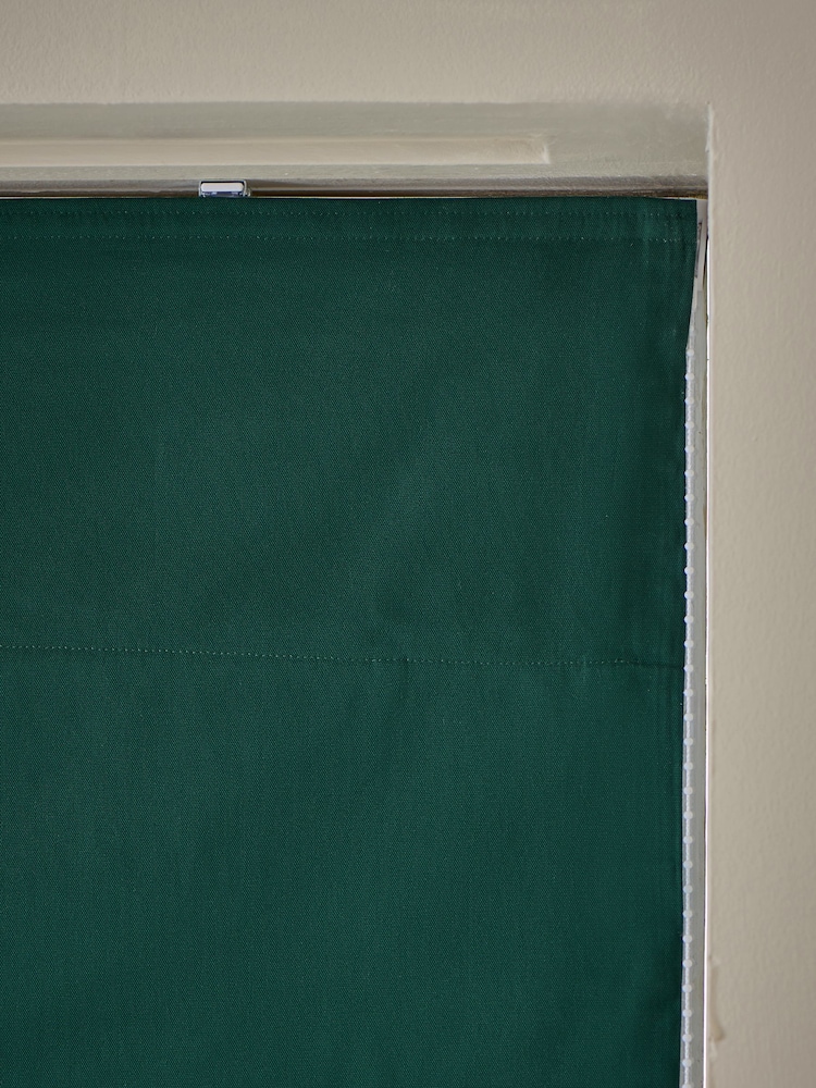 Green Dark Ready Made Blackout/Thermal Cotton Roman Blind - Image 7 of 7