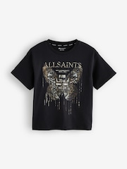 smALLSAINTS Black/Butterfly Girls Graphic Oversized Crew T-Shirt - Image 1 of 4
