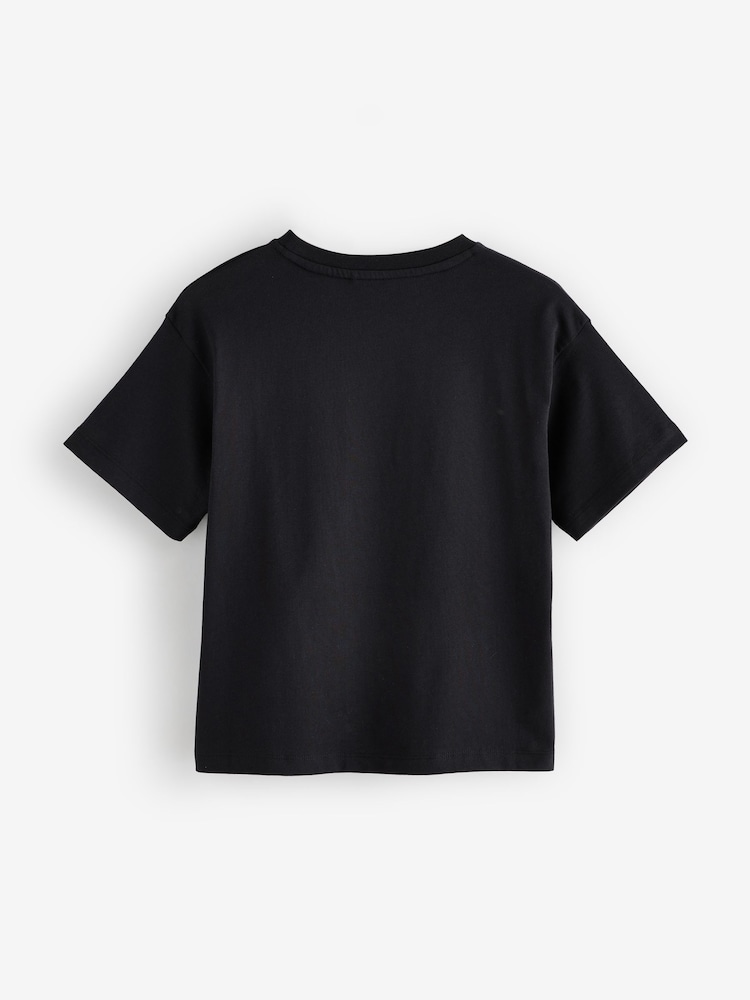 smALLSAINTS Black/Butterfly Girls Graphic Oversized Crew T-Shirt - Image 2 of 4