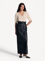 Joseph Cream Fine Merino Rib V-Neck Top - Image 3 of 4