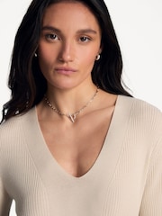 Joseph Cream Fine Merino Rib V-Neck Top - Image 4 of 4