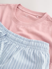 Svetlo modra - Črtast komplet pižame s kratkimi rokavi - Slika 10 iz 13