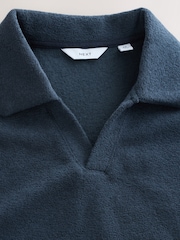 Navy Blue Towelling Long Sleeve Trophy Neck Pyjamas Set - Image 4 of 5