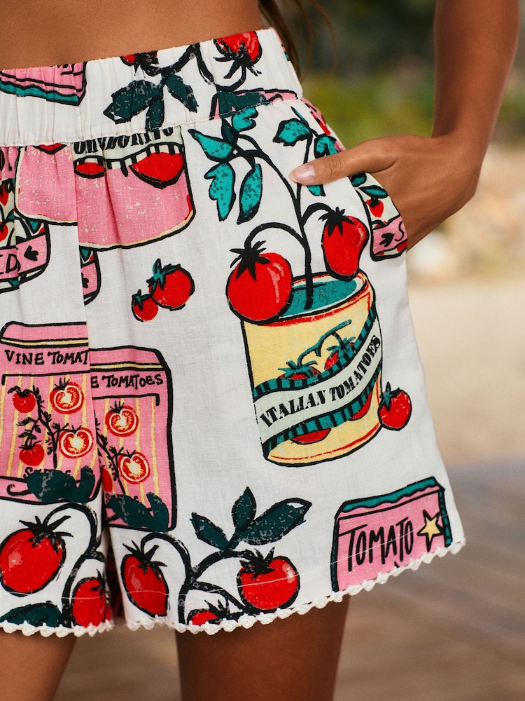 Red Summer Shorts With Linen - Image 5 of 5