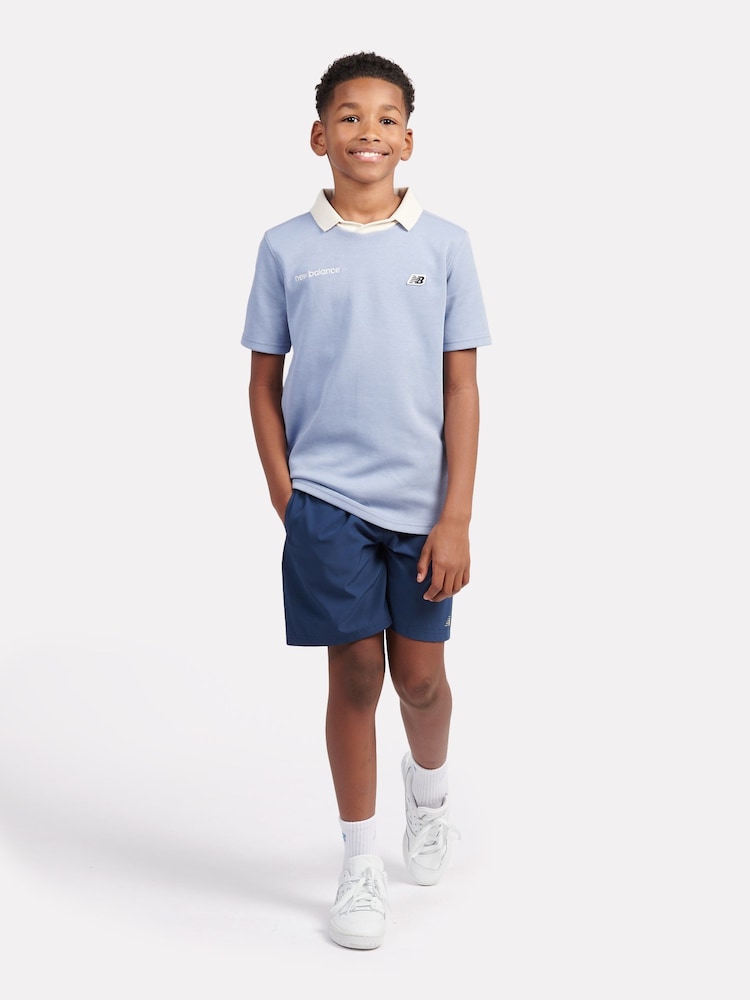 New Balance Blue Kids Premium Badge Polo Shirts - Image 5 of 5
