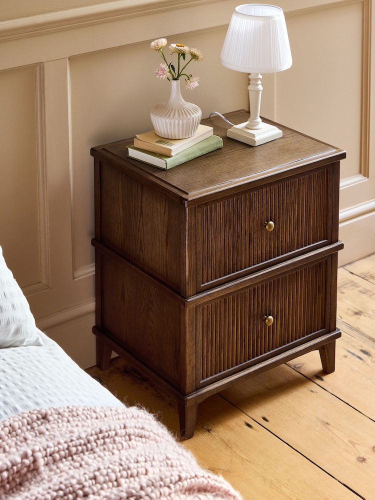 Laura Ashley Dark Stain Oak Barcombe Beside Table - Image 2 of 7 Laura Ashley Dark Stain Oak Barcombe Beside Table - Image 2 of 7