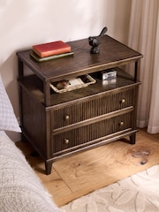 Laura Ashley Dark Stain Oak Barcombe 2 Drawer Wide Bedside Table - Image 1 of 8