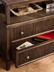 Laura Ashley Dark Stain Oak Barcombe 2 Drawer Wide Bedside Table - Image 4 of 8