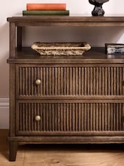 Laura Ashley Dark Stain Oak Barcombe 2 Drawer Wide Bedside Table - Image 5 of 8