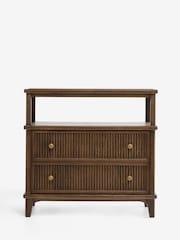 Laura Ashley Dark Stain Oak Barcombe 2 Drawer Wide Bedside Table - Image 6 of 8