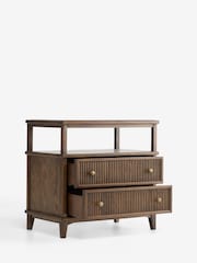 Laura Ashley Dark Stain Oak Barcombe 2 Drawer Wide Bedside Table - Image 7 of 8