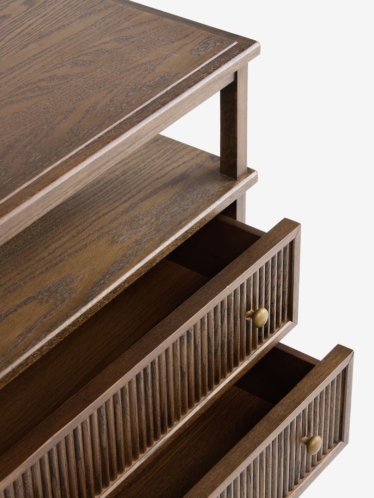 Laura Ashley Dark Stain Oak Barcombe 2 Drawer Wide Bedside Table - Image 8 of 8 Laura Ashley Dark Stain Oak Barcombe 2 Drawer Wide Bedside Table - Image 8 of 8