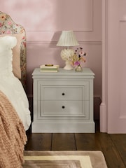 Laura Ashley Twine Natural Swanton Wide 2 Drawer Bedside Table - Image 1 of 7