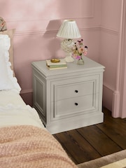 Laura Ashley Twine Natural Swanton Wide 2 Drawer Bedside Table - Image 2 of 7
