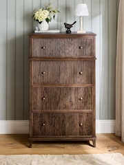 Laura Ashley Dark Stain Oak Barcombe 4 Drawer Tall Chest of Drawers - Image 1 of 9