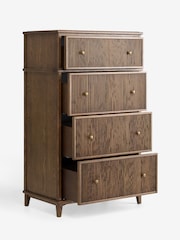 Laura Ashley Dark Stain Oak Barcombe 4 Drawer Tall Chest of Drawers - Image 7 of 9