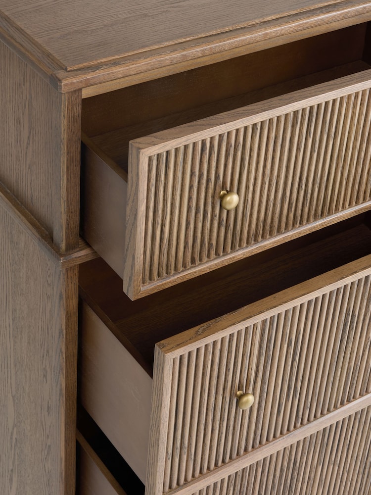 Laura Ashley Dark Stain Oak Barcombe 4 Drawer Tall Chest of Drawers - Image 9 of 9