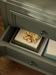 Laura Ashley Khaki Green Swanton Wide 2 Drawer Bedside Table - Image 3 of 4