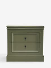 Laura Ashley Khaki Green Swanton Wide 2 Drawer Bedside Table - Image 5 of 7