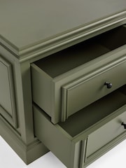 Laura Ashley Khaki Green Swanton Wide 2 Drawer Bedside Table - Image 7 of 7