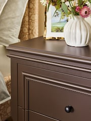 Laura Ashley Chocolate Brown Swanton Wide 2 Drawer Bedside Table - Image 4 of 4
