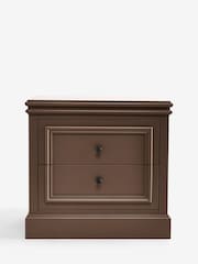 Laura Ashley Chocolate Brown Swanton Wide 2 Drawer Bedside Table - Image 5 of 7