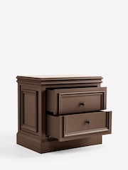 Laura Ashley Chocolate Brown Swanton Wide 2 Drawer Bedside Table - Image 6 of 7
