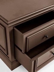 Laura Ashley Chocolate Brown Swanton Wide 2 Drawer Bedside Table - Image 7 of 7