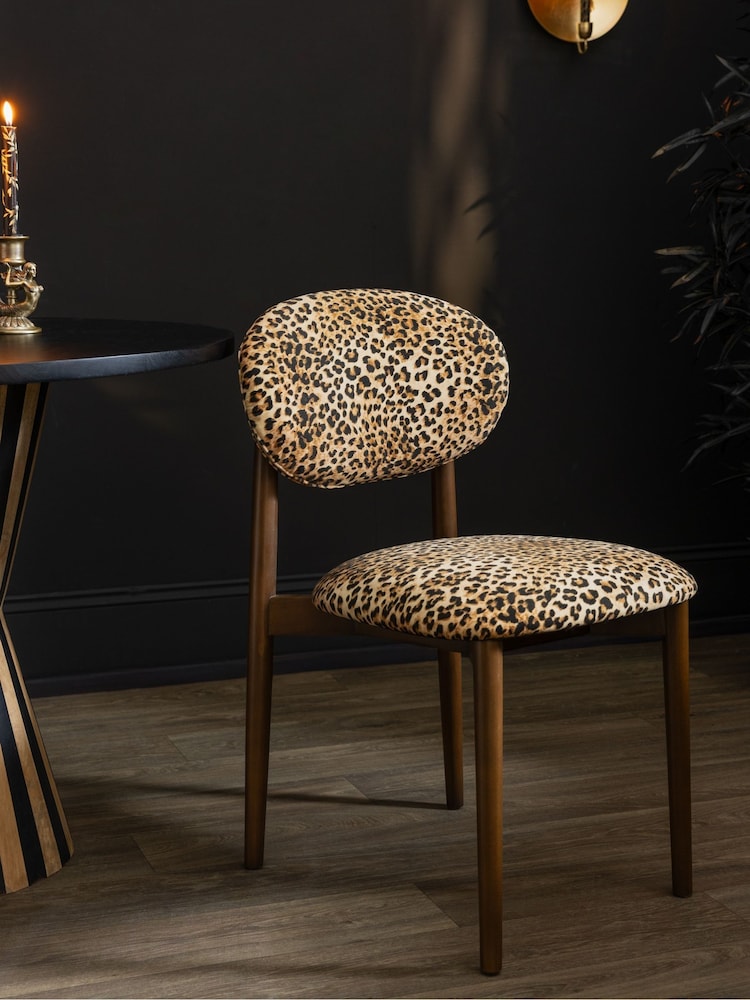 Rockett St George Leopard Wooden and Upholstered Dining Chairs - Image 3 of 3