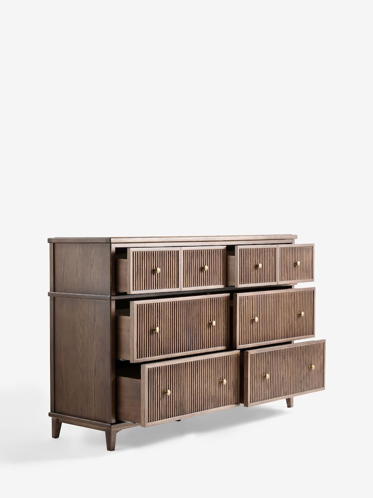 Laura Ashley Dark Stain Oak Barcombe 6 Drawer Wide Chest - Image 9 of 9