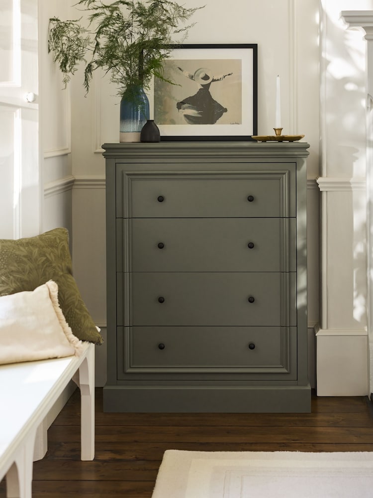 Laura Ashley Khaki Green Swanton 4 Chest of Drawer - Image 1 of 8