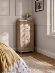 Laura Ashley Whitewash Oak Someford 5 Drawer Tall Chest - Image 2 of 9