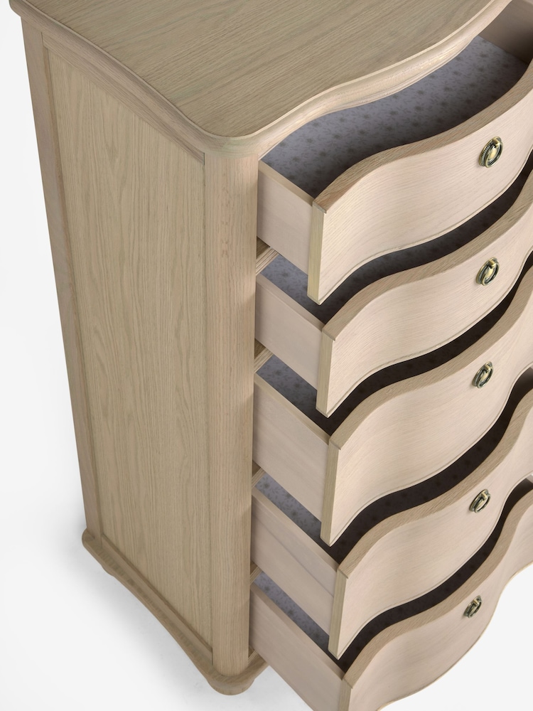 Laura Ashley Whitewash Oak Someford 5 Drawer Tall Chest - Image 9 of 9