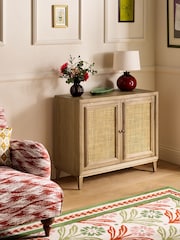 Nina Campbell Oak and Rattan Mason Small Small Sideboard - Image 2 of 9