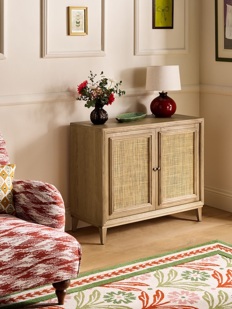 Nina Campbell Oak and Rattan Mason Small Small Sideboard - Image 2 of 9 Nina Campbell Oak and Rattan Mason Small Small Sideboard - Image 2 of 9