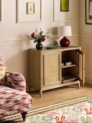 Nina Campbell Oak and Rattan Mason Small Small Sideboard - Image 3 of 9