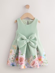 Green Sleeveless Floral Print Party Dress (3mths-7yrs) - Image 1 of 5