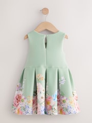 Green Sleeveless Floral Print Party Dress (3mths-7yrs) - Image 2 of 5