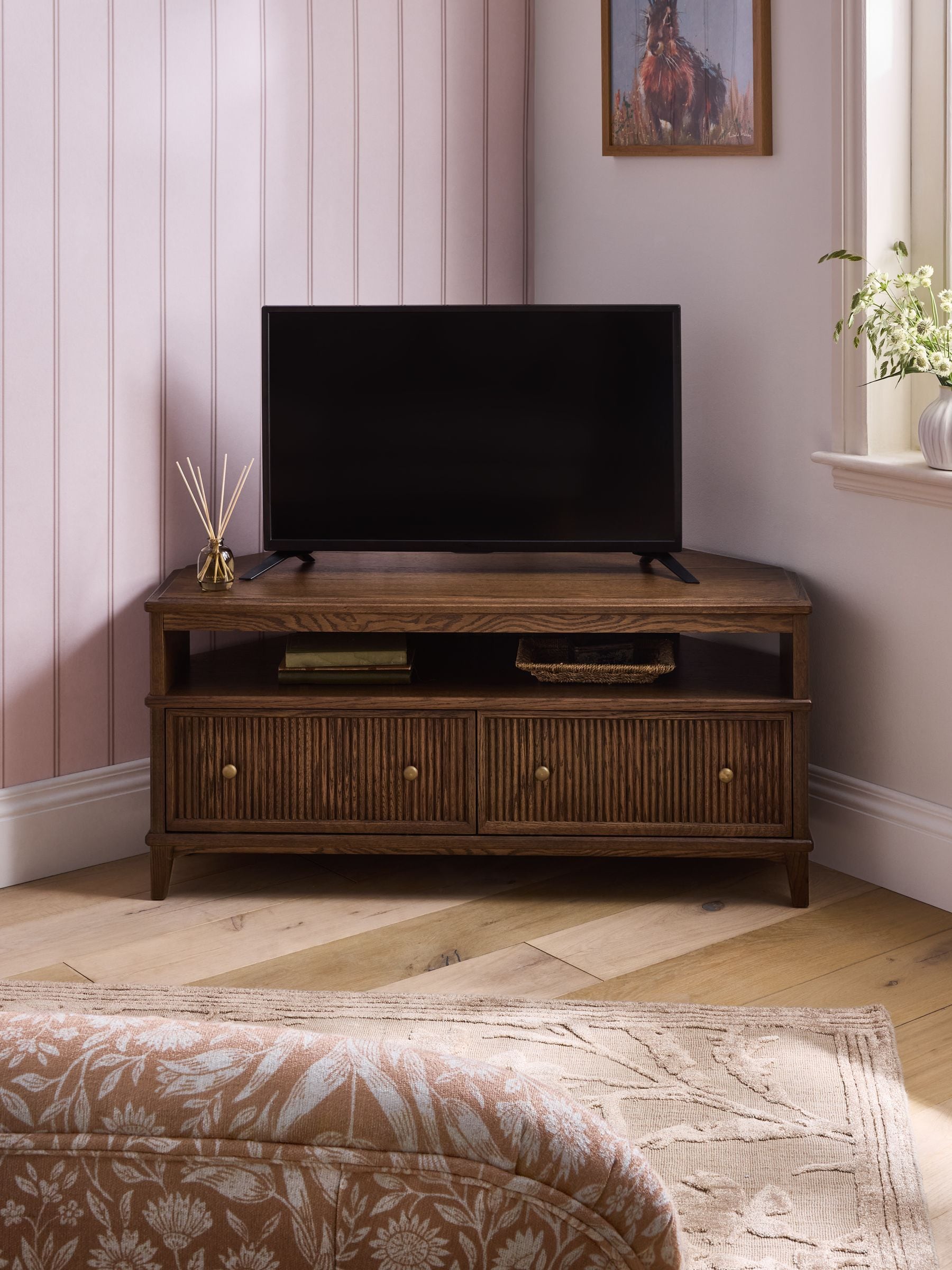 Buy Laura Ashley Dark Stain Oak Barcombe Corner TV Unit from the