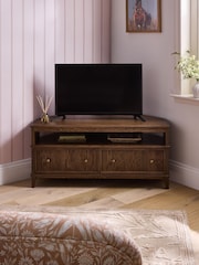 Laura Ashley Dark Stain Oak Barcombe Corner Up to 50 Inch TV Unit - Image 1 of 9