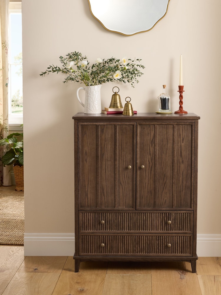 Laura Ashley Dark Stain Oak Barcombe Tall Large Sideboard - Image 2 of 9