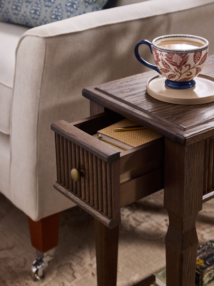 Laura Ashley Dark Stain Oak Barcombe Sofa Side Table - Image 2 of 7