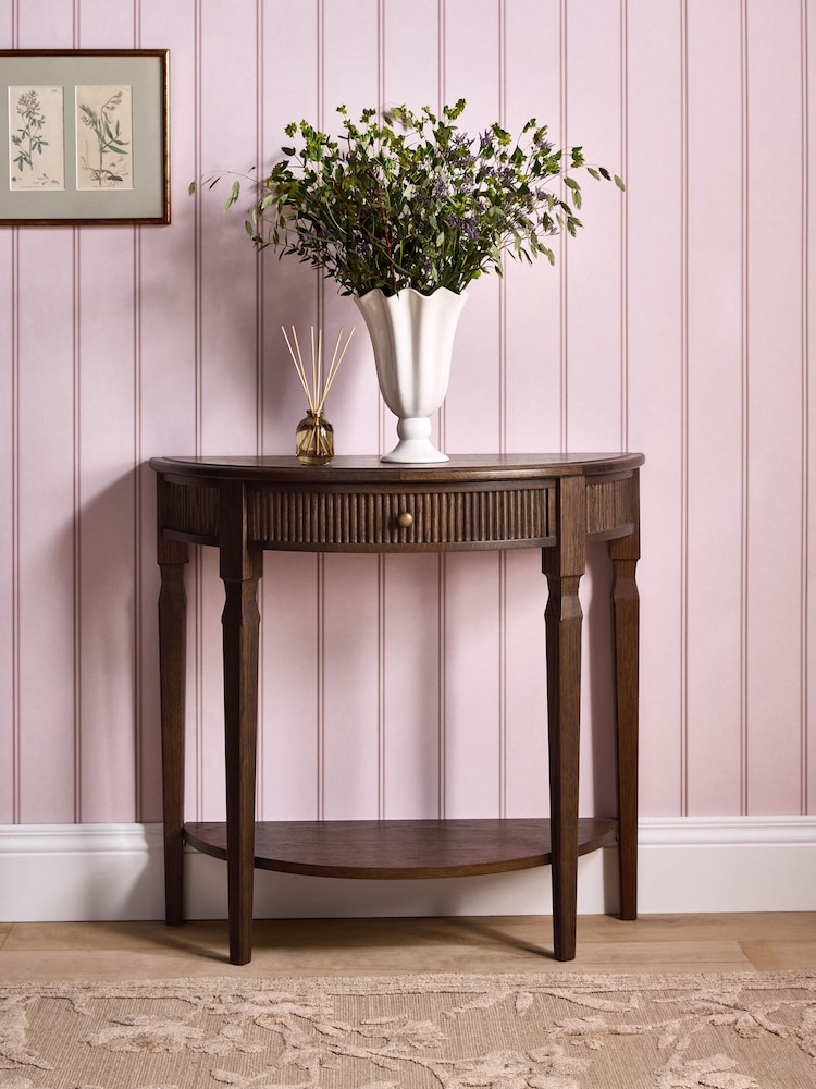 Laura Ashley Dark Stain Oak Barcombe Console Table - Image 2 of 4