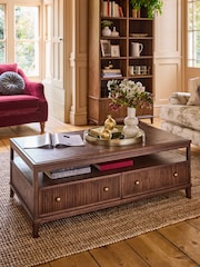 Laura Ashley Dark Stain Oak Barcombe Storage Coffee Table - Image 1 of 8