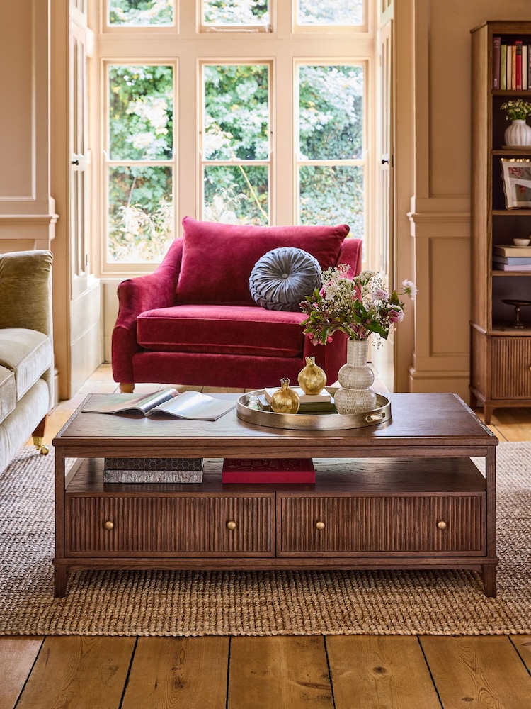 Laura Ashley Dark Stain Oak Barcombe Storage Coffee Table - Image 2 of 8