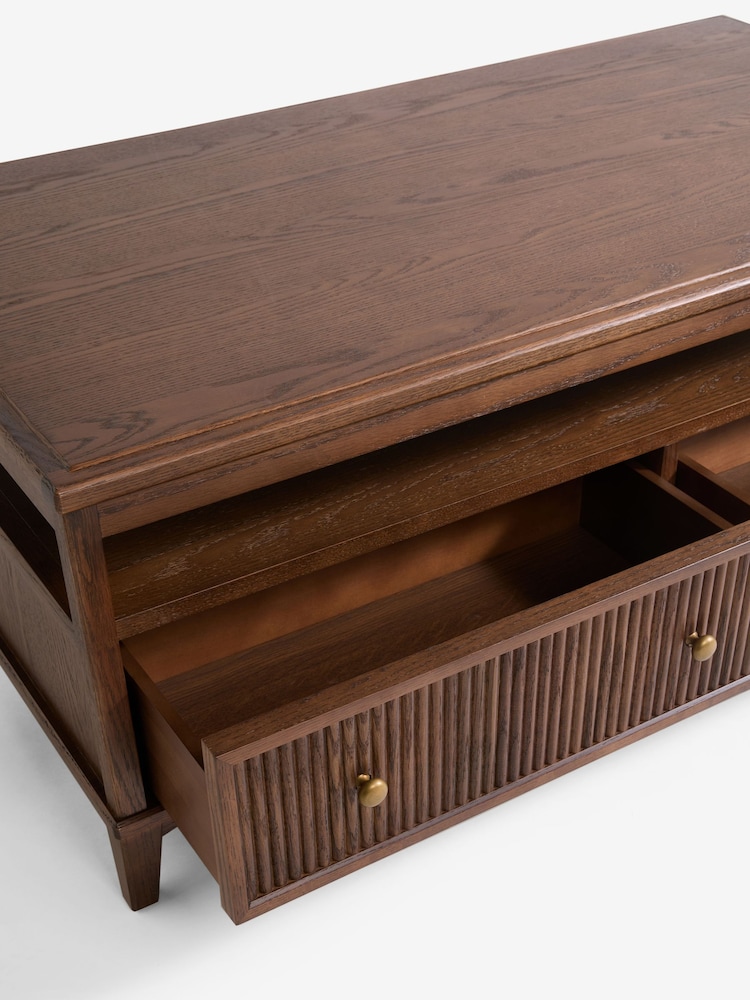 Laura Ashley Dark Stain Oak Barcombe Storage Coffee Table - Image 8 of 8